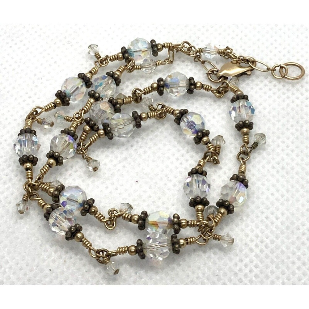 Handmade Beaded Crystal 16'' - 17'' Chain Necklace 14/20 GF Gold Filled‎ 11.2g